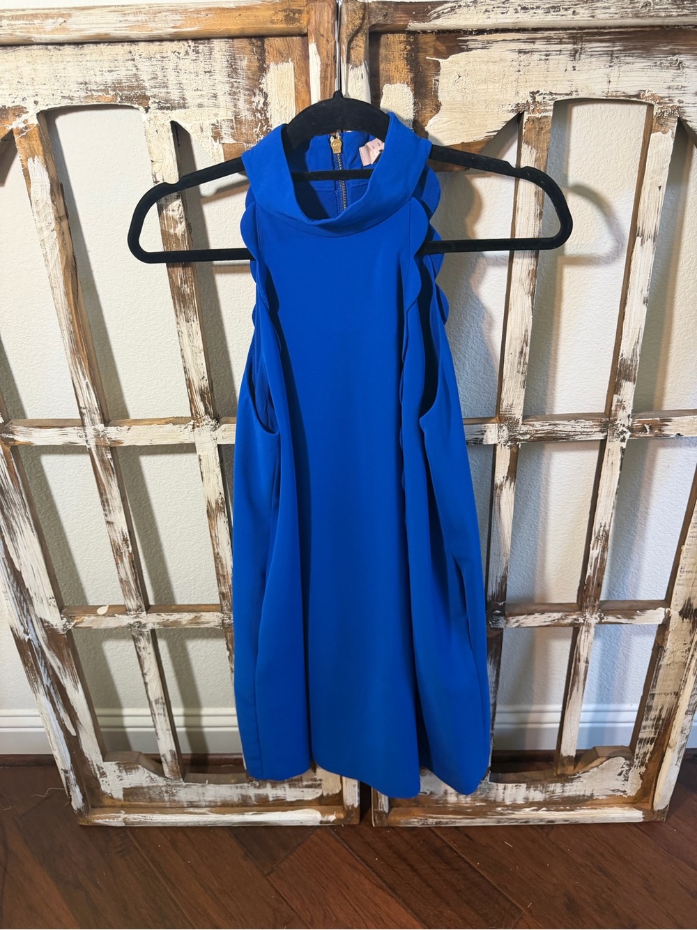 TED BAKER Women’s Royal Blue Scalloped Halter Dress